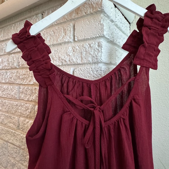 NWOT Wide-Leg Burgundy Jumpsuit - Picture 3 of 6
